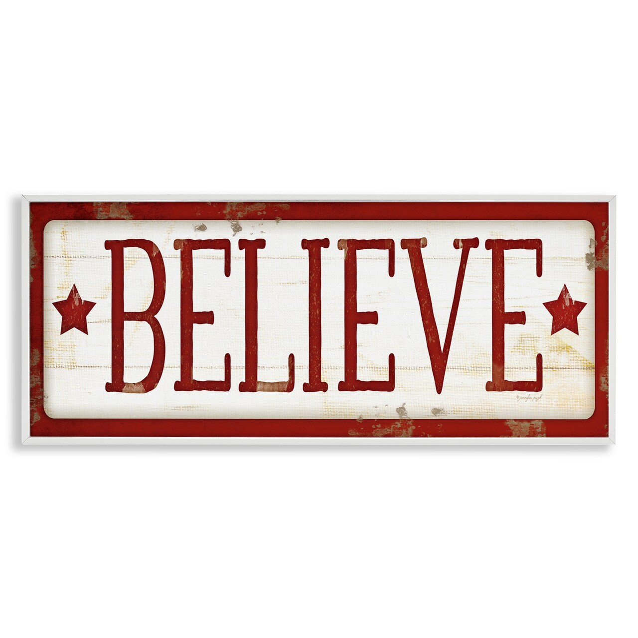 Stupell Industries Believe Red Christmas Phrase Framed Giclee Art